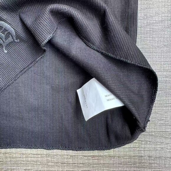 Chrome Hearts ‘T Bar’ Logo Black Ribbed Tank Top - Picture 5 of 6